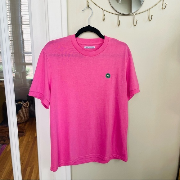 Zara Pink Kiwi Embroidered Tee - Picture 3 of 5